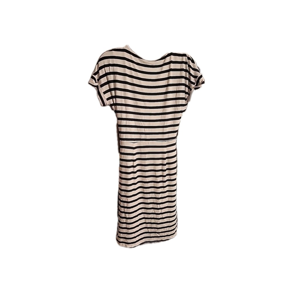 CHAPS Ralph Lauren Women Jersey Empire Black Dress Stretch Striped S Small - Picture 3 of 6